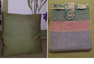 Previous projects with buttons - cushion cover and kindle case